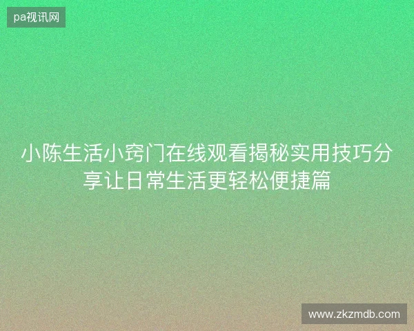 小陈生活小窍门在线观看揭秘实用技巧分享让日常生活更轻松便捷篇